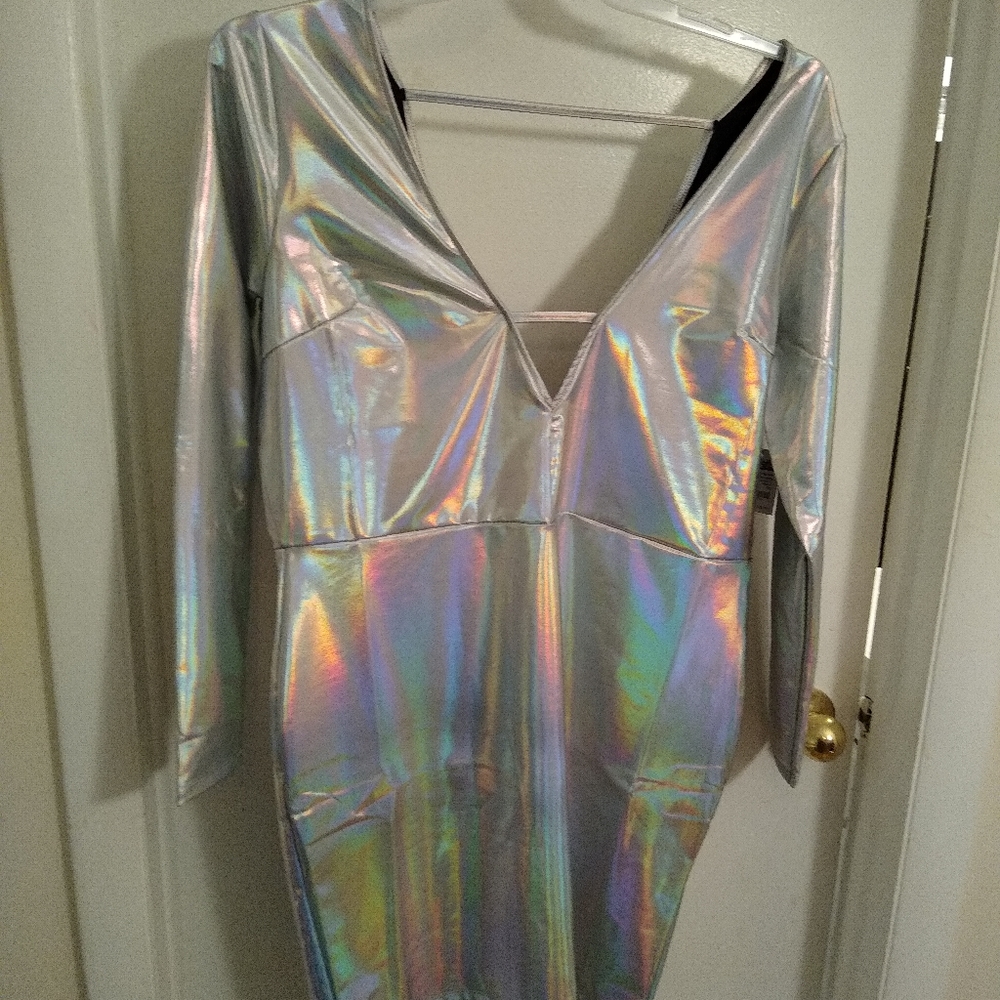 Holographic PU fabric Dress Size 1X NWT